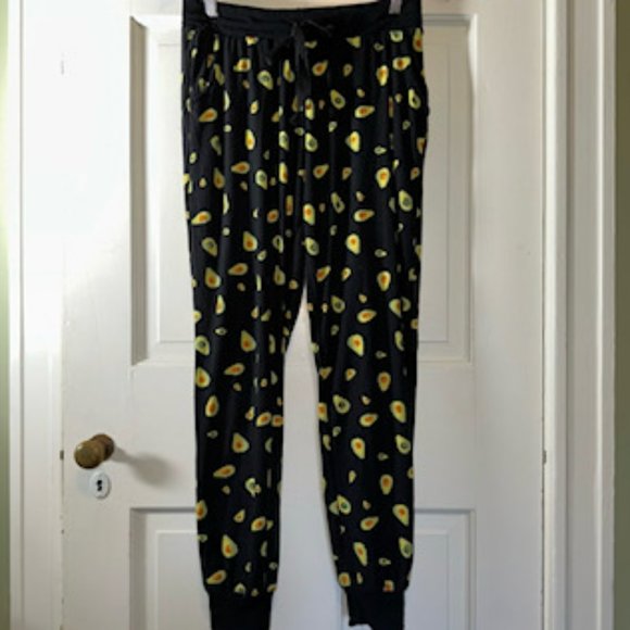 Black Drawstring Joggers with Avocado Pattern - Picture 3 of 11